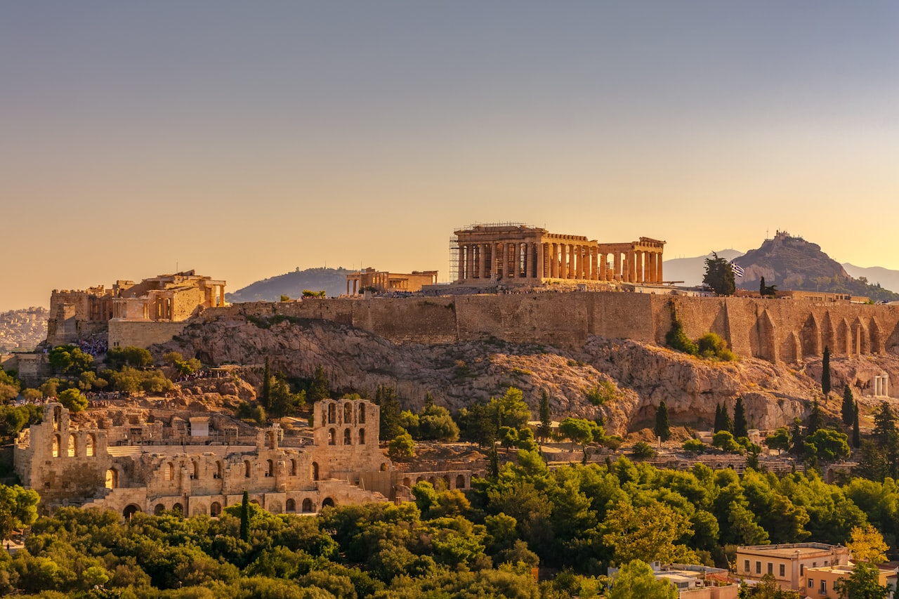 Acropolis of Athens at golden hour, Greece