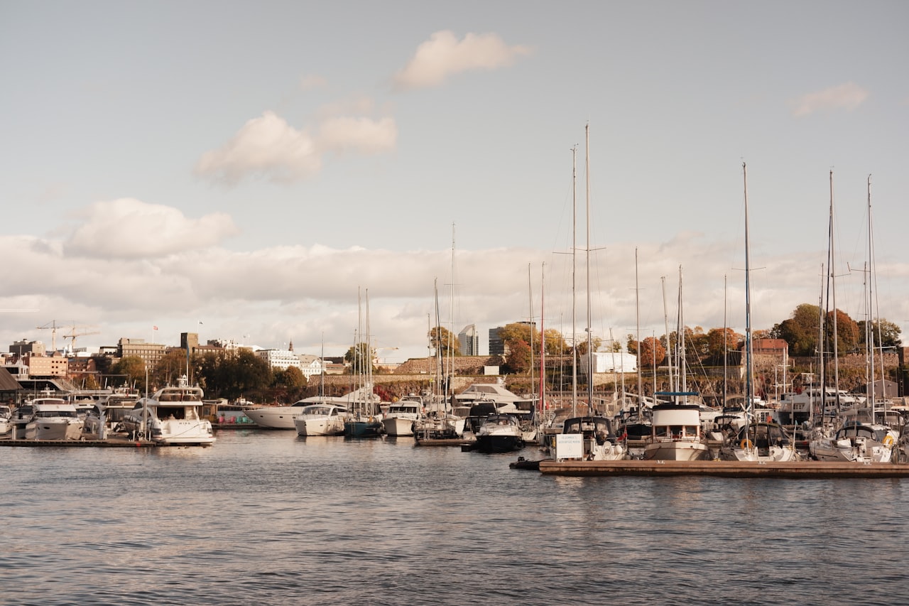 Oslo harbor and city skyline, Norway